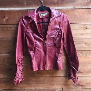 70’s vintage red burgundy leather jacket